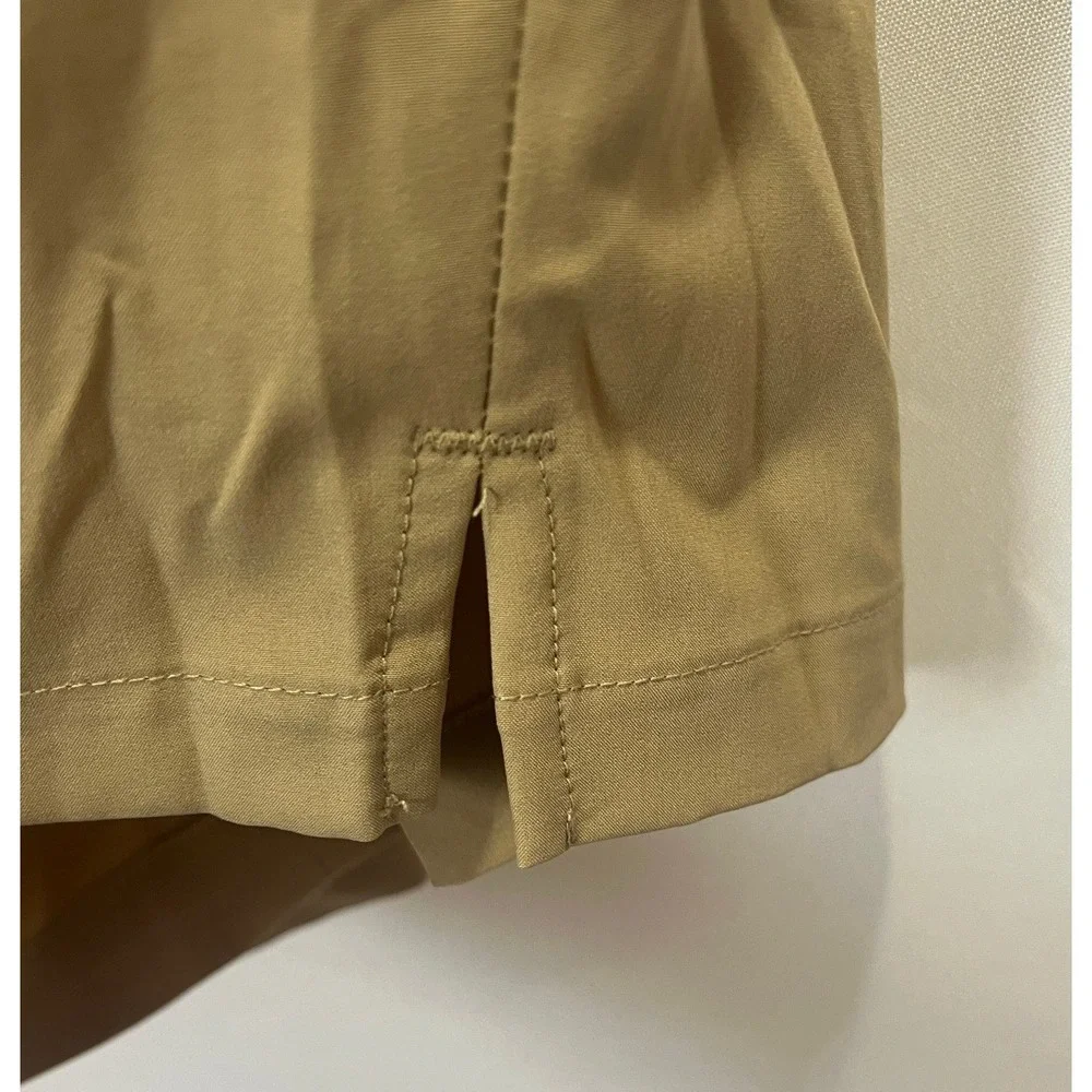 Tan Athletic Hiking Shorts Women Small Elastic Waist Zipper Pockets Khaki
